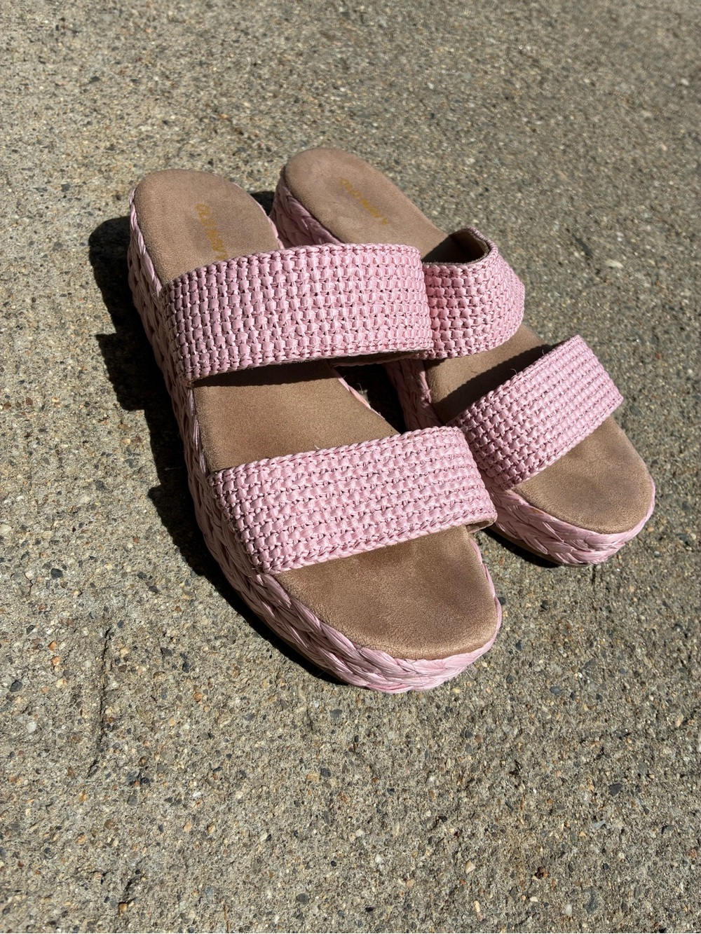 Old Navy Pink Woven Double-Strap Platform Slides